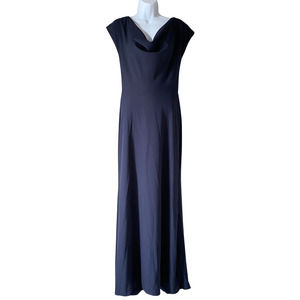 AMSALE Dress Bridesmaid Prom Maxi Formal Gown Short Sleeve Navy Blue GB173P 4
